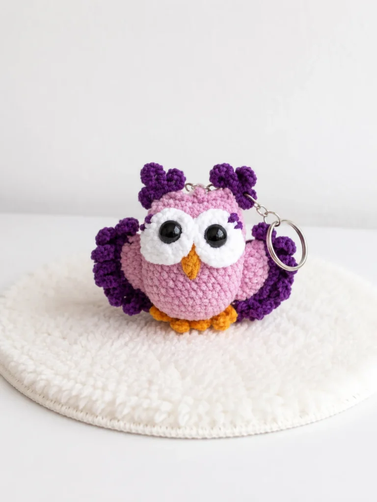 Crochet Owl Keychain Free Pattern