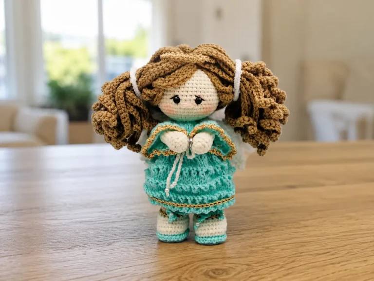Learn how to make this cute doll with our guardian angel amigurumi free pattern, available on AmiLoops.com.